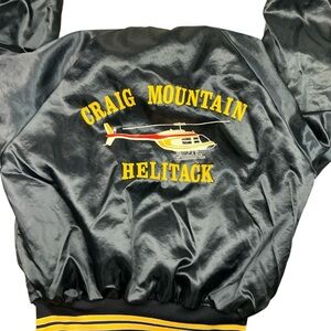 Vintage 80s Idaho Craig Mountain Helitack satin bomber jacket USA made SZ large